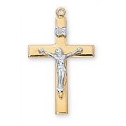 Gold Plated Silver Crucifix 18 Inch Necklace Chain/Deluxe Gift Box