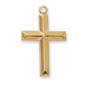 Gold Plated Silver 14/16 inch Cross 18 inch Necklace Chain & Box
