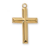 Gold Plated Silver 14/16 inch Cross 18 inch Necklace Chain & Box