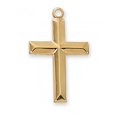 Gold Plated Silver 14/16 inch Cross 18 inch Necklace Chain & Box - 735365182831 - J7022