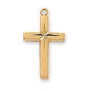 Gold Plated Sterling Silver Cross 18in Chain & Gift Box