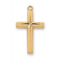 Gold Plated Sterling Silver Cross 18in Chain & Gift Box