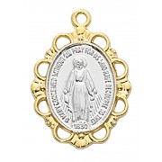 Gold Over Sterling Silver Miraculous Medal, Two Tone/chain
