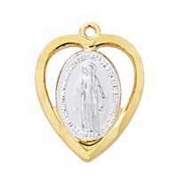 Gold Over Sterling Silver Two Tone Miracul Medal