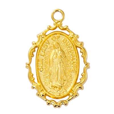 Gold Over Sterling Silver Ol Guadalupe 18" w/ Chain & Box - 735365533954 - J785