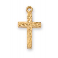 Gold Over Sterling Silver Cross 13" w/ Chain & Box