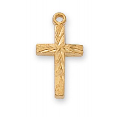Gold Plated Sterling Silver Cross 16 Inch Necklace Chain/Gift Box - 735365182558 - J8001