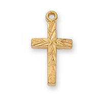 Gold Over Sterling Silver Baby Cross 13" Chain & Gift Box