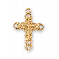 Gold Over Sterling 5/8 inch Cross w/Necklace Chain