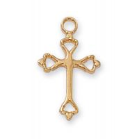 Gold Plated Sterling Silver Cross 13 Inch Necklace Chain/Gift Box