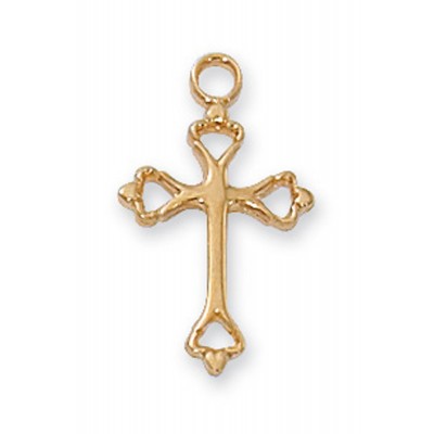 Gold Plated Sterling Silver Cross 13 Inch Necklace Chain/Gift Box - 735365065981 - J8003BT