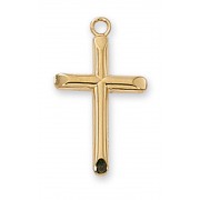 Gold Plated Sterling Silver Cross 18 inch Chain