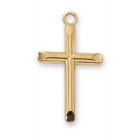 Gold Plated Sterling Silver Cross 18 inch Chain