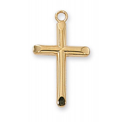 Gold Plated Sterling Silver Cross 18 inch Chain - 735365182688 - J8004