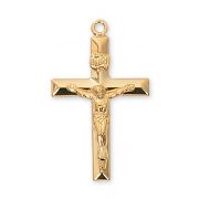 Gold Plated Sterling Silver Crucifix 24 inch Necklace Chain