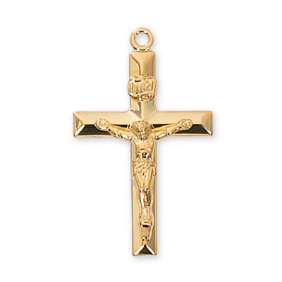 Gold Plated Sterling Silver Crucifix 24 inch Necklace Chain - 735365183517 - J8011