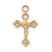 Gold Plated Sterling Silver Baby Crucifix 13 inch Necklace Chain