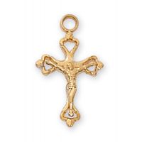 Gold Plated Sterling Silver Baby Crucifix 13 inch Necklace Chain