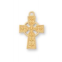 Gold Over Sterling Celtic Cross 13 inch Necklace Chain