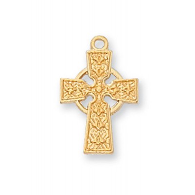 Gold Over Sterling Celtic Cross 13 inch Necklace Chain - 735365581658 - J8023B