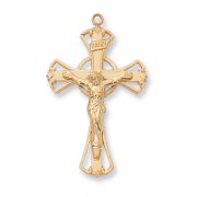 Gold Plated Sterling Silver 1-3/16 inch Crucifix 18 inch Necklace