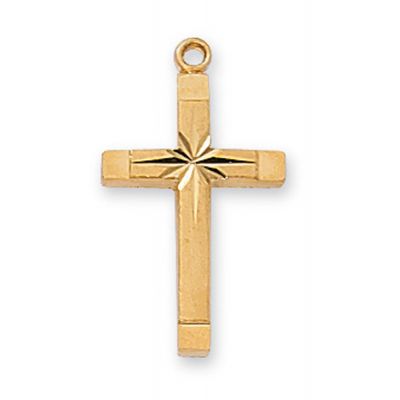 Gold Plated Silver English Cross 18 inch Chain Necklace - 735365206766 - J8062