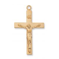 Gold Plated Silver Lords Prayer Crucifix, 24 inch Necklace Chain