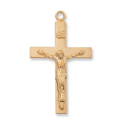Gold Plated Silver Lords Prayer Crucifix, 24 inch Necklace Chain - 735365596393 - J8080