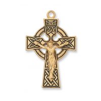 Gold Plated Sterling Silver Celtic Crucifix 24 inch Necklace Chain
