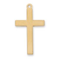 Gold Plated Sterling Silver Block Cross 20 inch Necklace