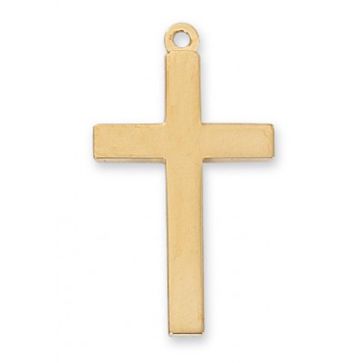 Gold Plated Sterling Silver Block Cross 20 inch Necklace - 735365595686 - J9106