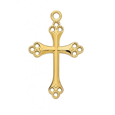 Gold Plated Sterling Silver Cross 18 inch Chain & Gift Box - 735365277698 - J9148