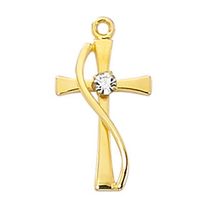 Gold Over Sterling Silver Cross/18in. Gold Plated Chain - 735365518159 - J9191