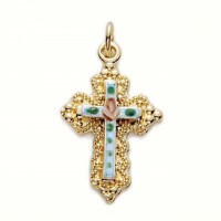 18" Ch G/ss Cloisonne Cross