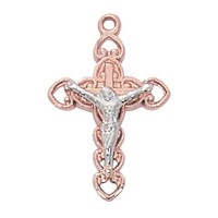 Rose Gold Sterling Silver Two Tone Crucifix Pendant