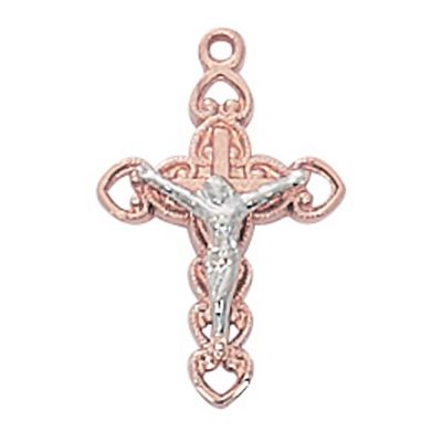 Rose Gold Sterling Silver Two Tone Crucifix Pendant - 735365526994 - JR9201