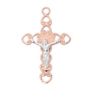 Rose Gold Sterling Silver Two Tone Crucifix Pendant