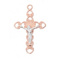 Rose Gold Sterling Silver Two Tone Crucifix Pendant
