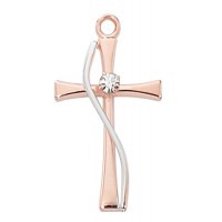 Rose Gold Sterling Silver Two Tone Cross Pendant
