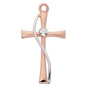 Rose Gold Sterling Silver Two Tone Cross Pendant