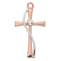 Rose Gold Sterling Silver Two Tone Cross Pendant