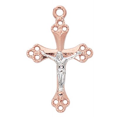 Rose Gold Sterling Silver Two Tone Crucifix Pendant - 735365527052 - JR9206