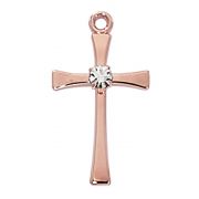 Rose Gold Sterling Silver Cross W/ Crystal Pendant