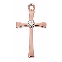 16" Rose Gold Pewter Cross