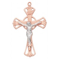 Rose Gold Sterling Silver Two Tone Crucifix Pendant