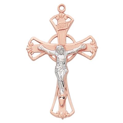 Rose Gold Sterling Silver Two Tone Crucifix Pendant - 735365527113 - JR9209