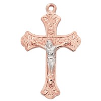 Rose Gold Sterling Silver Two Tone Crucifix Pendant