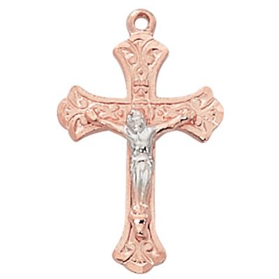 Rose Gold Sterling Silver Two Tone Crucifix Pendant - 735365527106 - JR9210