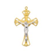 Gold Over Sterling Silver Tutone Crucifix 18in. Chain