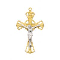 Gold Over Sterling Silver Tutone Crucifix 18in. Chain